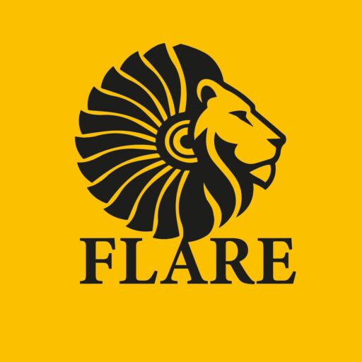 Lion logo with text "FLARE" below.